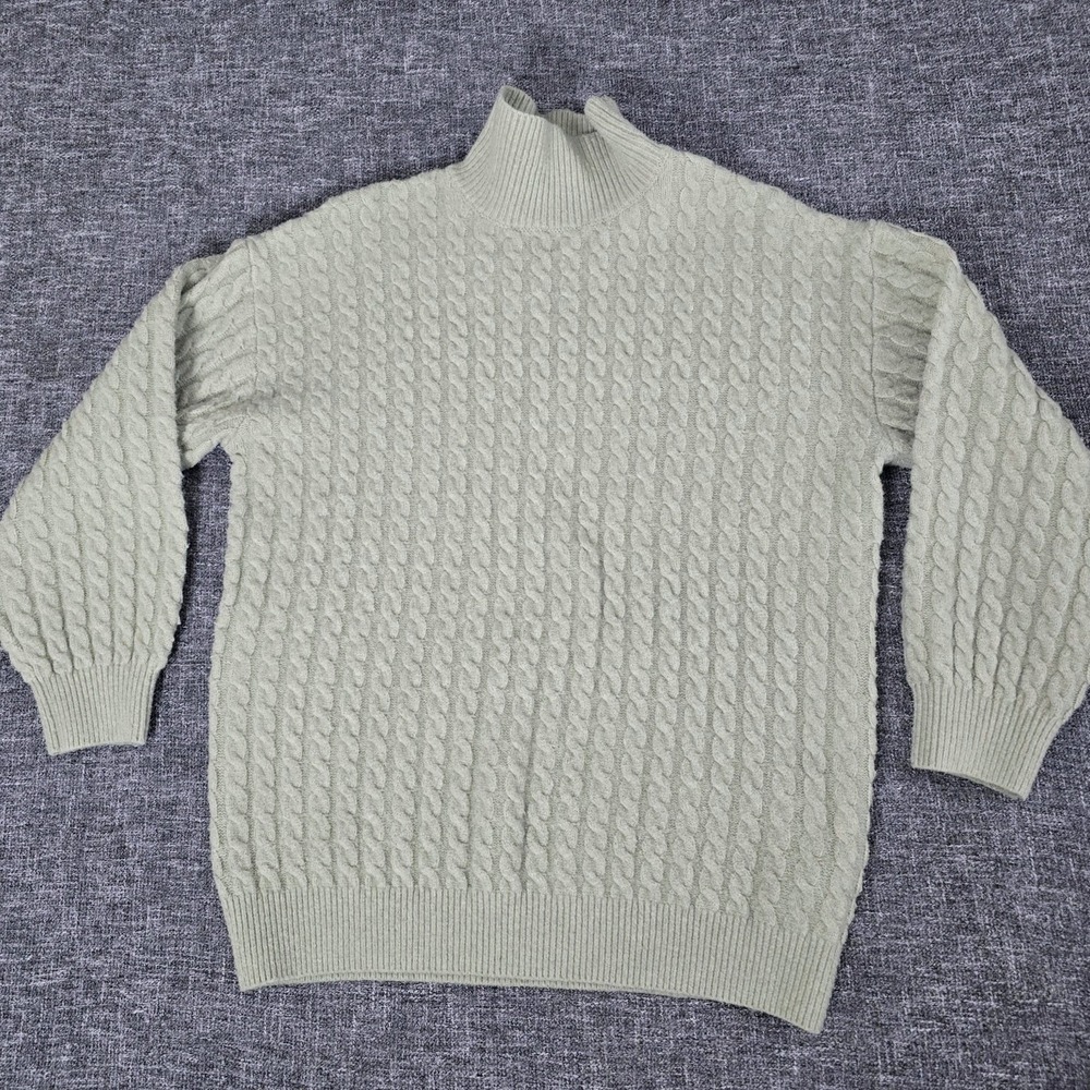 Zara Kids Sage Green Cable Knit Mock Neck Sweater Size 9-10 140cm